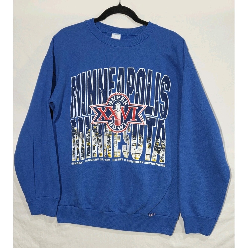 Minneapolis Minnesota Super Bowl XXVI Sweatshirt Large 1992 NFL Redskins Bills
